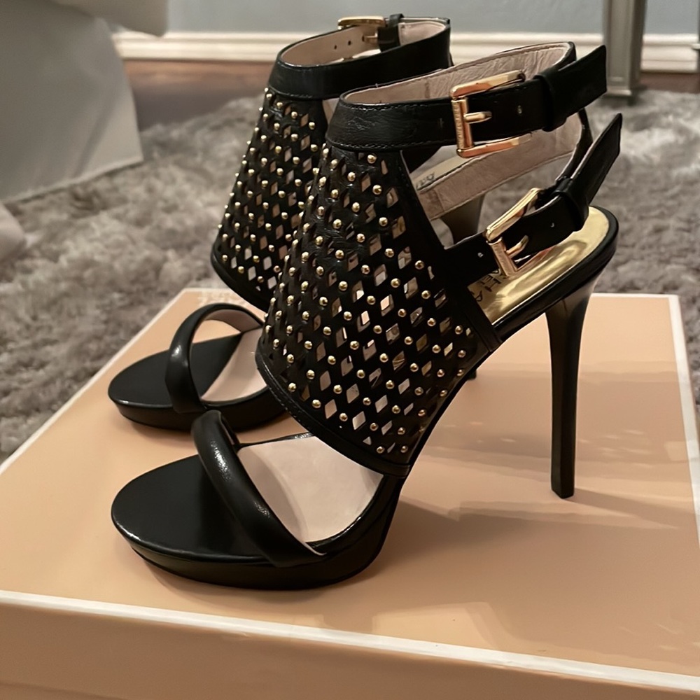 MICHAEL KORS onyx studded heels